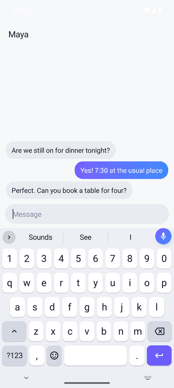 Glide typing a word across the keys